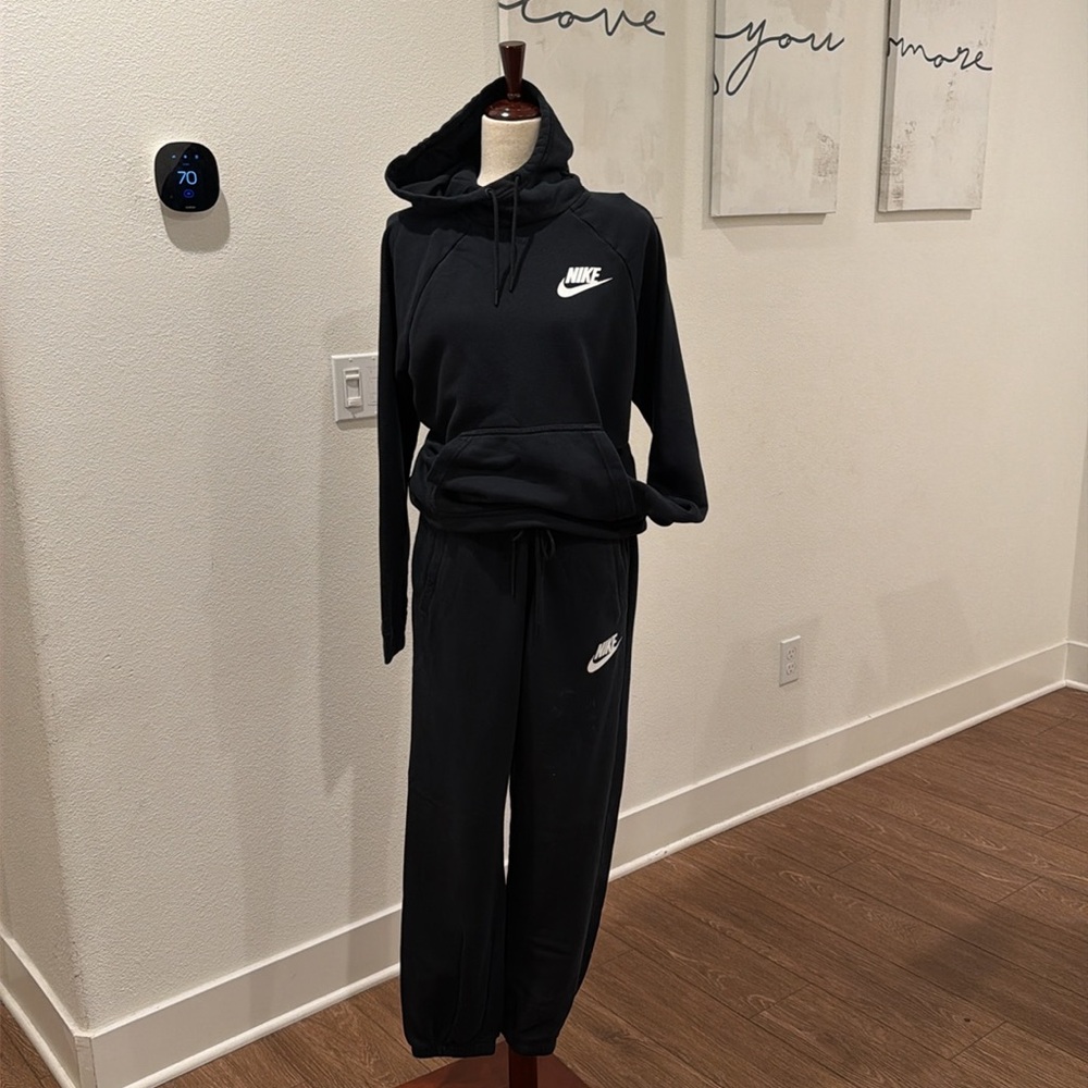 Nike Black Hoodie & Joggers Set with White Swoosh